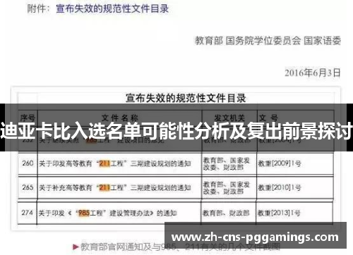 迪亚卡比入选名单可能性分析及复出前景探讨